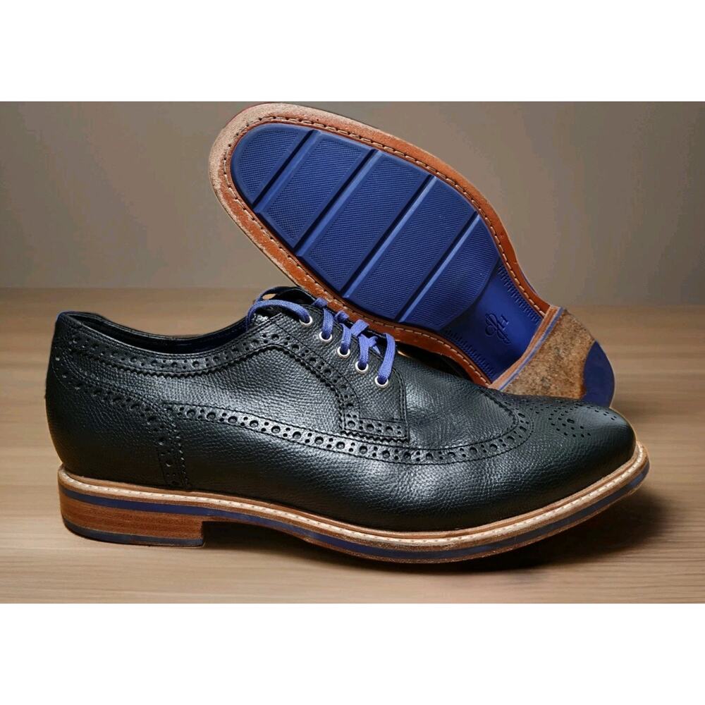 Cole Haan "Cooper" Sq. Wingtip Lace Up Shoes Black Leather Grain Size 13M C11077